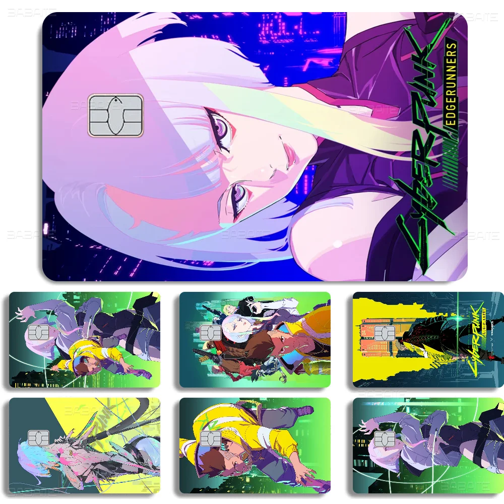 Anime Cyberpunk Edgerunners Anime Young Creidt Card Debit Card Sticker Film Case Front Tape For Small Big Chip No Chip