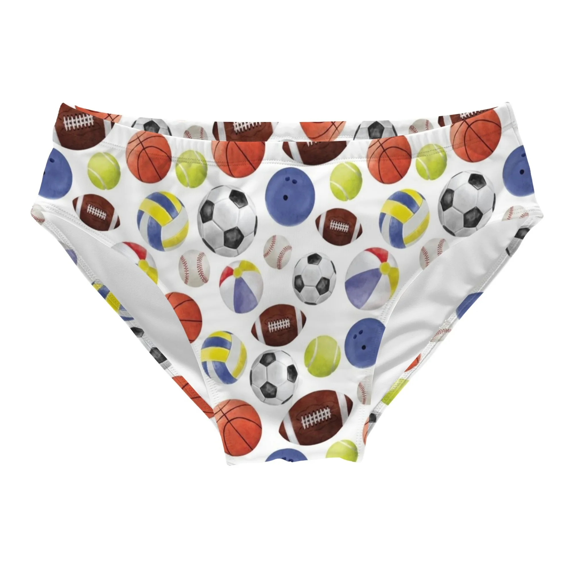 Ball-print Swim Trunks Quick-drying Breathable Non-slip Men's Triangle Trunks Water Sports Surfing Fitness Retro Trendy Swimwear