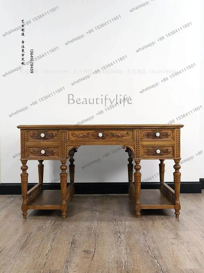 American retro solid wood computer desk French home office desk