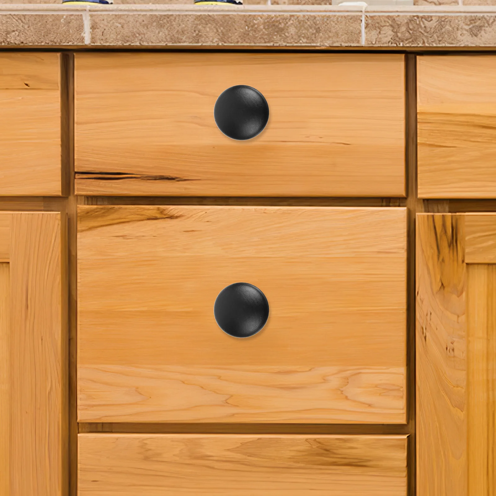 

10Pcs Solid Wood Round Cabinet Knobs Single Hole Drawer Pull Handles for Wardrobe Dressers Kitchen Furniture Hardware