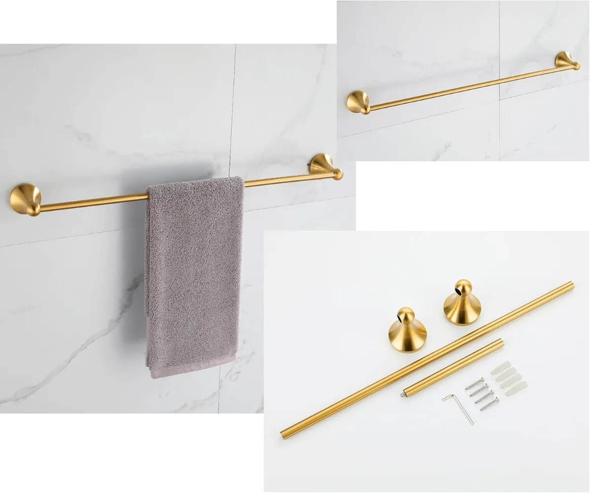 FROPO 4 Pcs Gold Bathroom Hardware Set - Brushed Brass Gold Bathroom Accessories Kit, Stainless Steel Wall Mounted 23.6 Inch