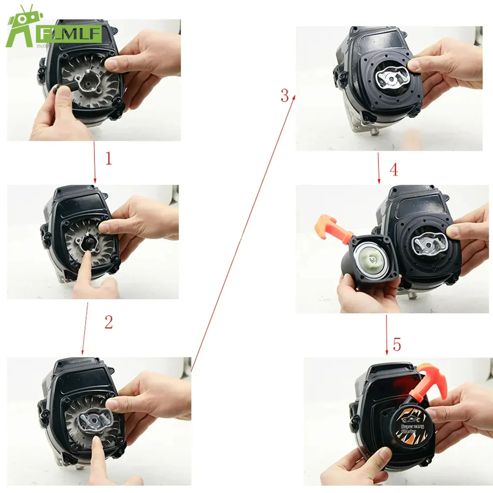 Super Easy Pull Starter or Accessories for 23CC ~ 36CC Engine for 1/5 HPI ROFUN ROVAN KM BAJA Losi FG GoPed RedCat Rc Car Parts