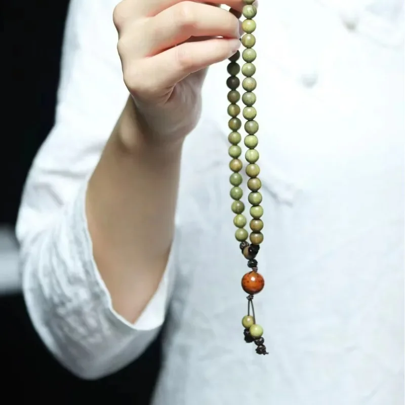 Natural Argentina Green Sandalwood Ancient Style Artistic Buddha Bead Bracelet Handheld Men's and Women's Seeds Hand String