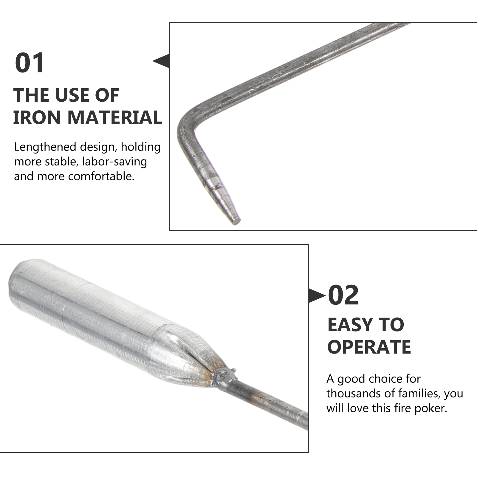 Sturdy Metal Fireplace Poker with Extended Grip for Outdoor Fire Pit Indoor Fireplace Use Reliable Charcoal Moving Fire Tool