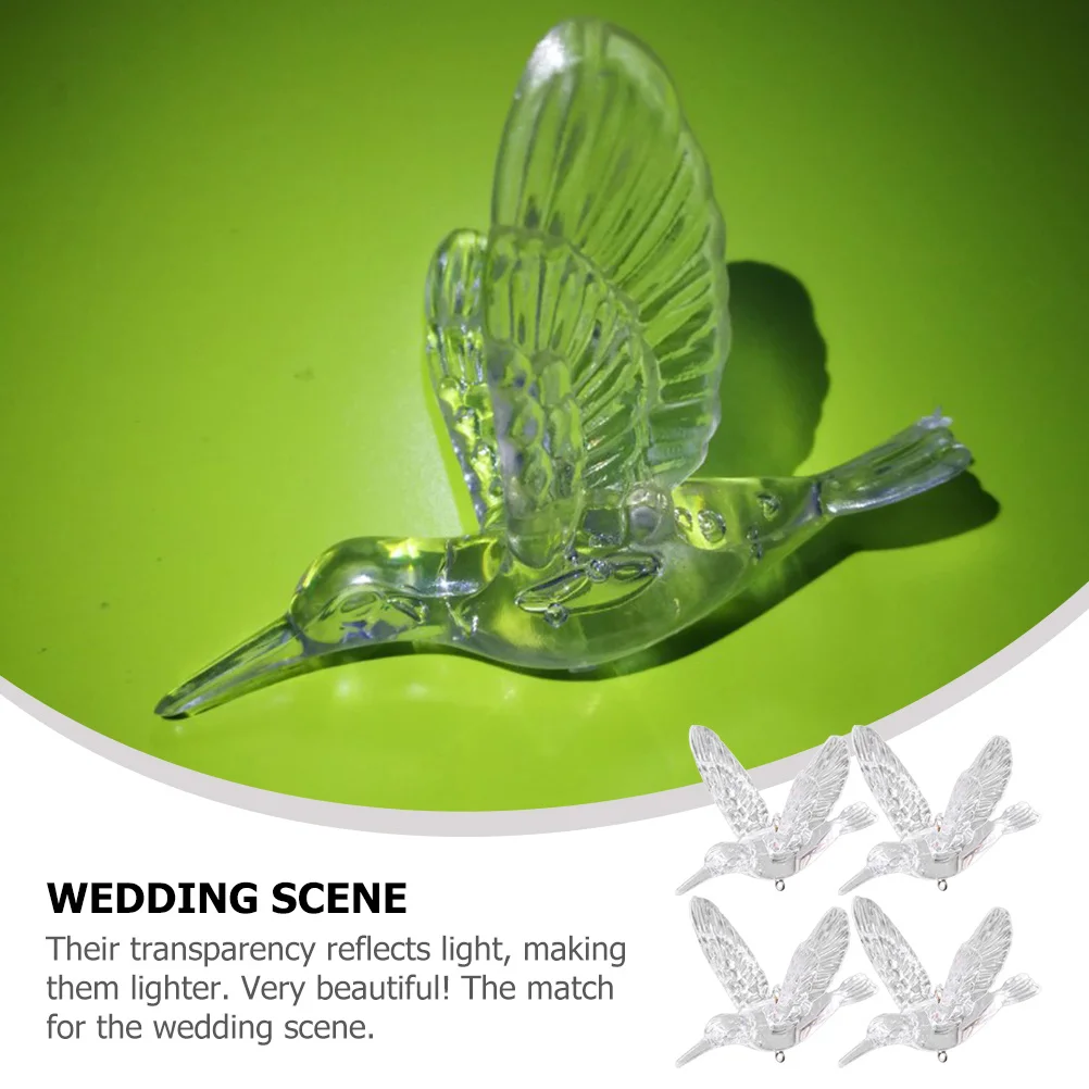 20 قطعة ديكور الطائر الطنان المعلقات الطيور المعلقة لسقف الزفاف حديقة المنزل الاكريليك الطائر الطيور زخرفة حفلة شفافة