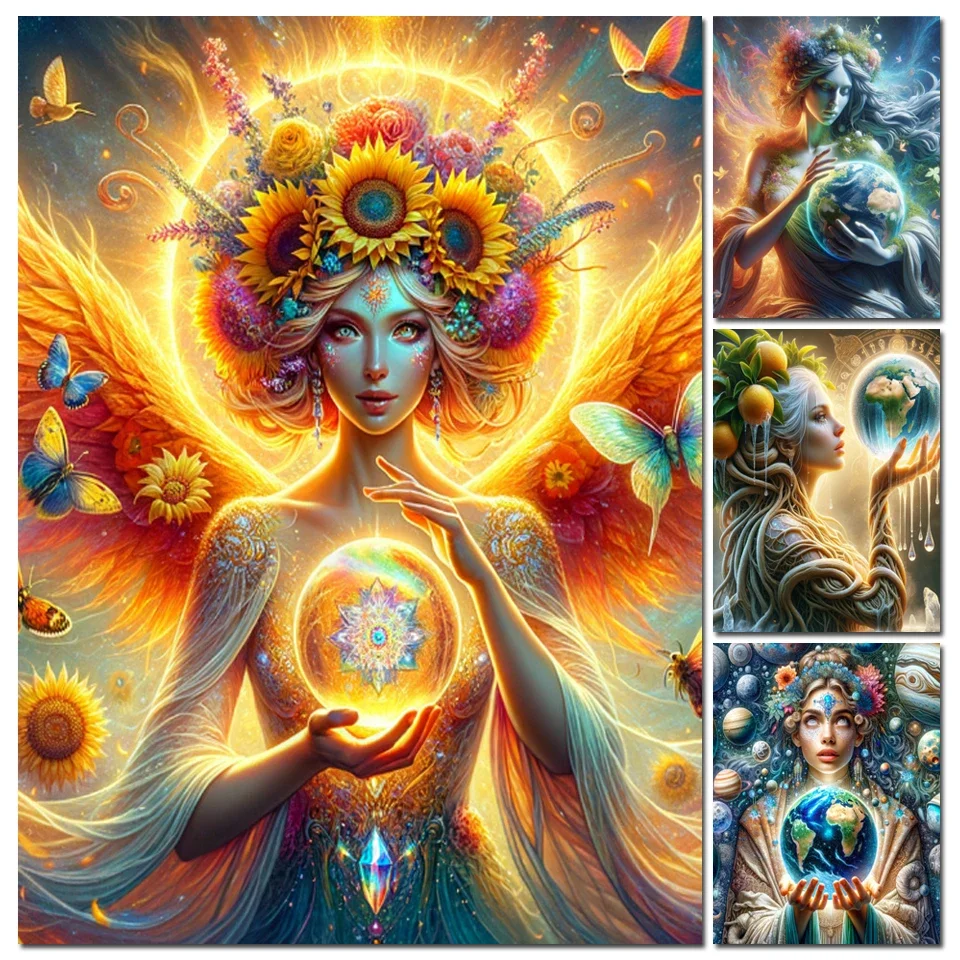 Goddess of Summer Solstice,Fantasy Woman Diy Diamond Painting The Mother of Earth Beads Embroidery Mosaic Cross Stitch Kits