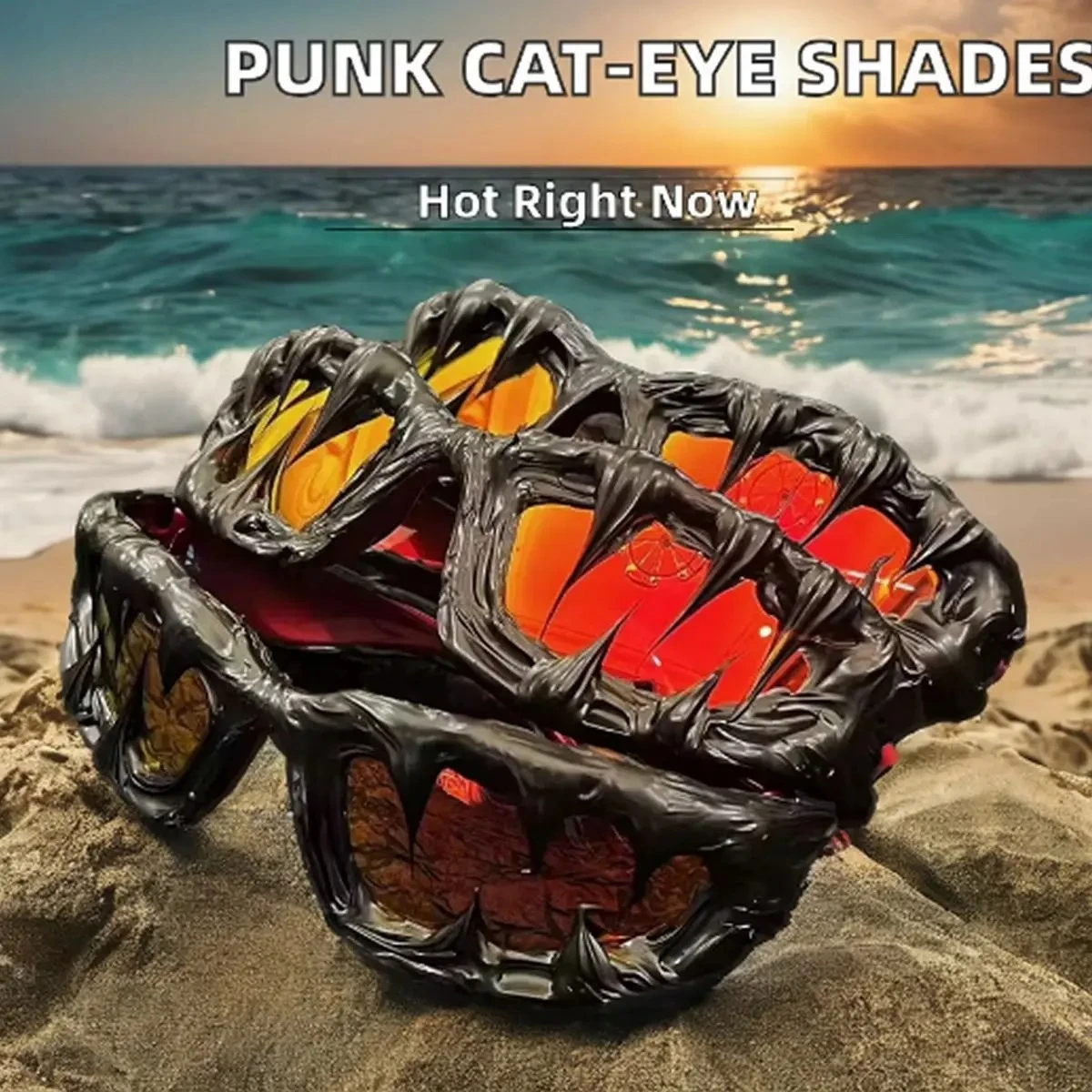 

Стильные американские солнцезащитные очки ручной работы в стиле Venom, темные, унисекс, модные, для концертов и тематических мероприятий, 2026