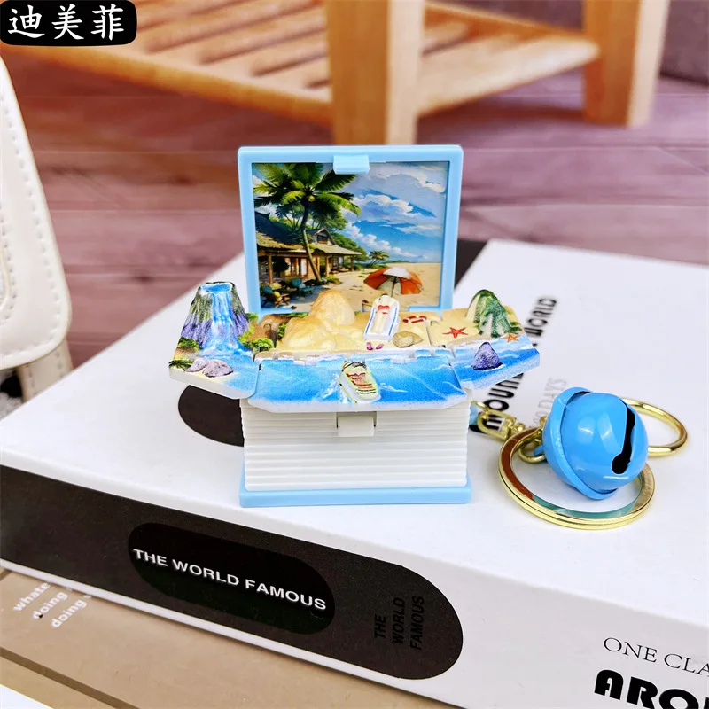 New product creative  campus 3D pop-up book world  book keychain pendant