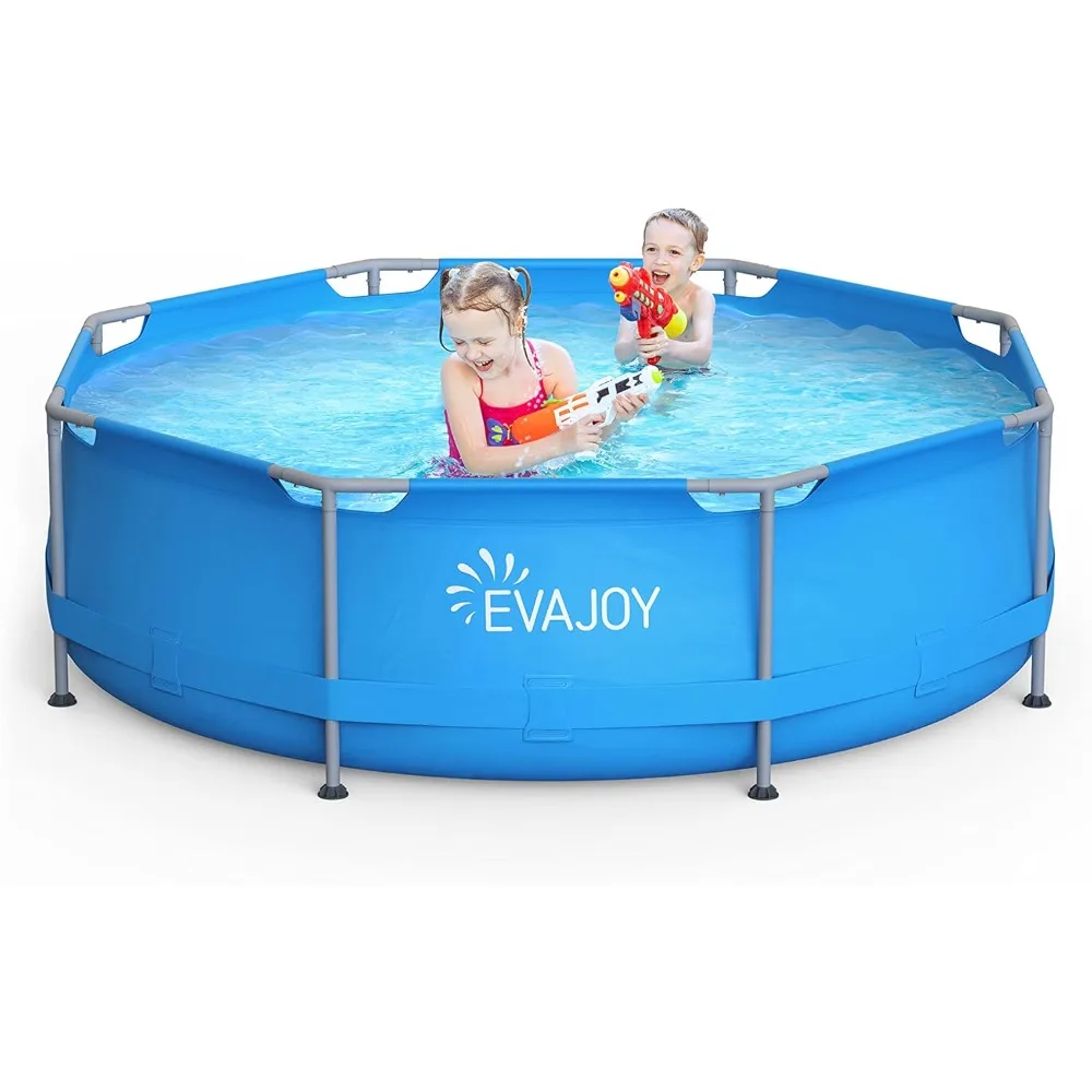 

Metal Frame Swimming Pool, Outdoor Above Ground Pool with Steel Frame, Heavy-Duty PVC, Easy Assembly for Backyard, Garden, Lawn