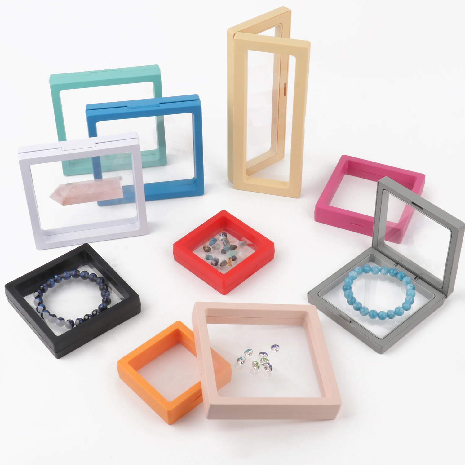 Cadre Flottant 3D boîte de présentation de Bijoux Transparente