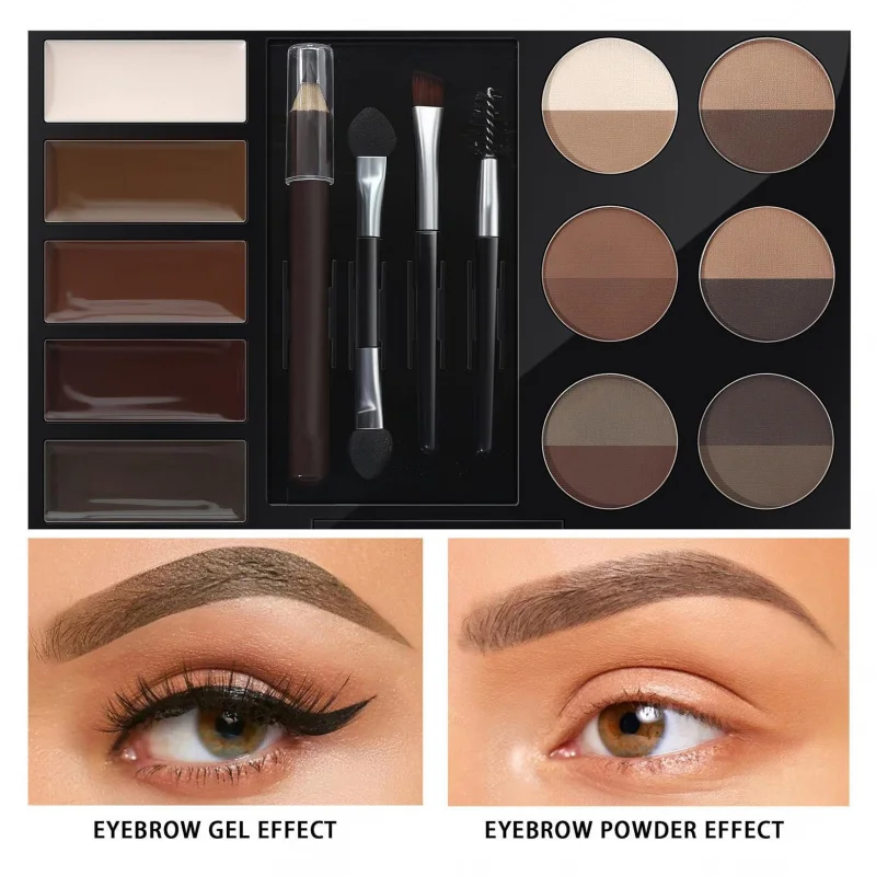 Lundoeyebrow Dye Augenbrauenstift, Augenbrauenpuder-Set mit Pinsel, Make-up-Künstler, nicht verschmierendes Make-up