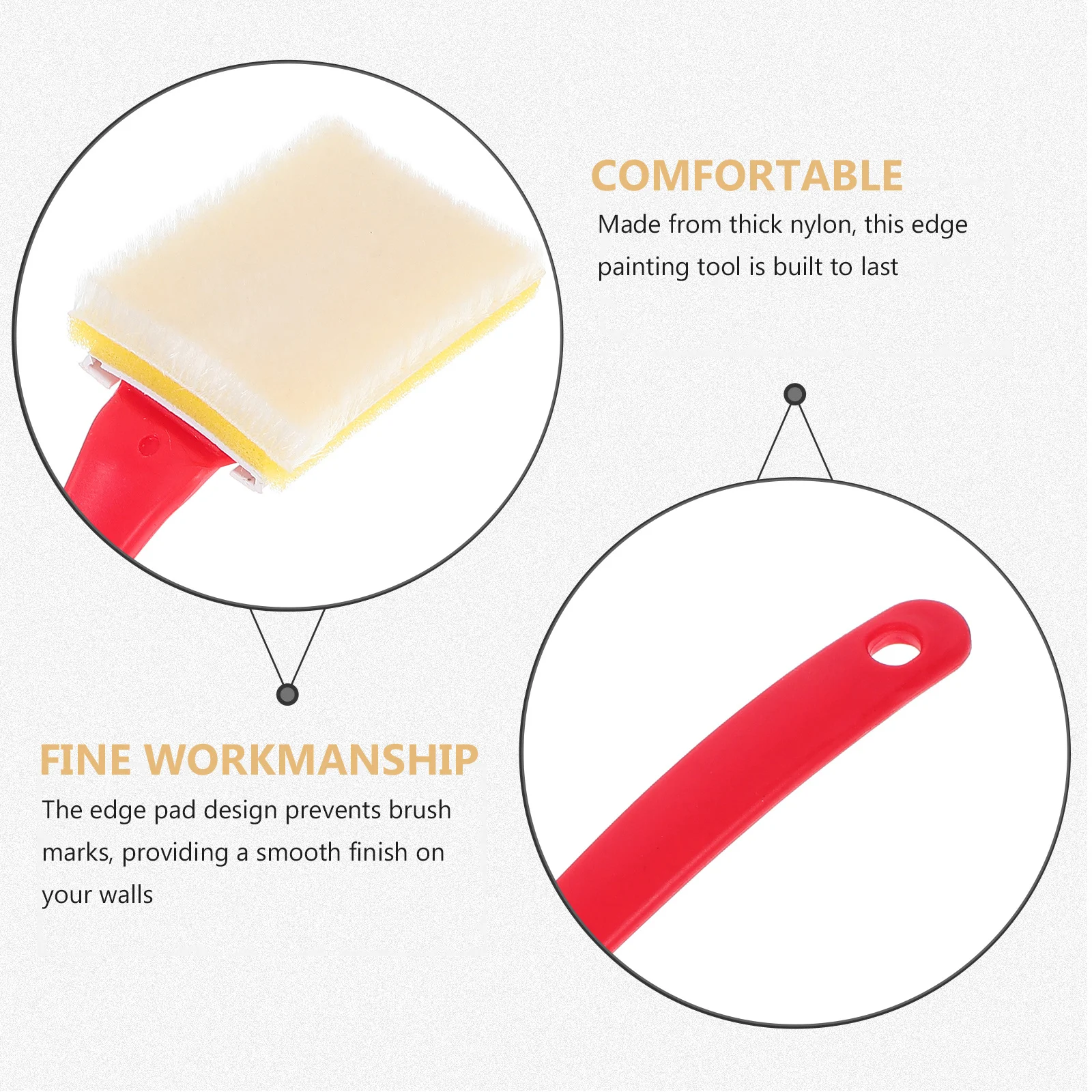 Strumento per bordi per pittura murale da 3 pezzi, setole in nylon di grado professionale, tagliabordi per linee pulite su battiscopa, soffitti