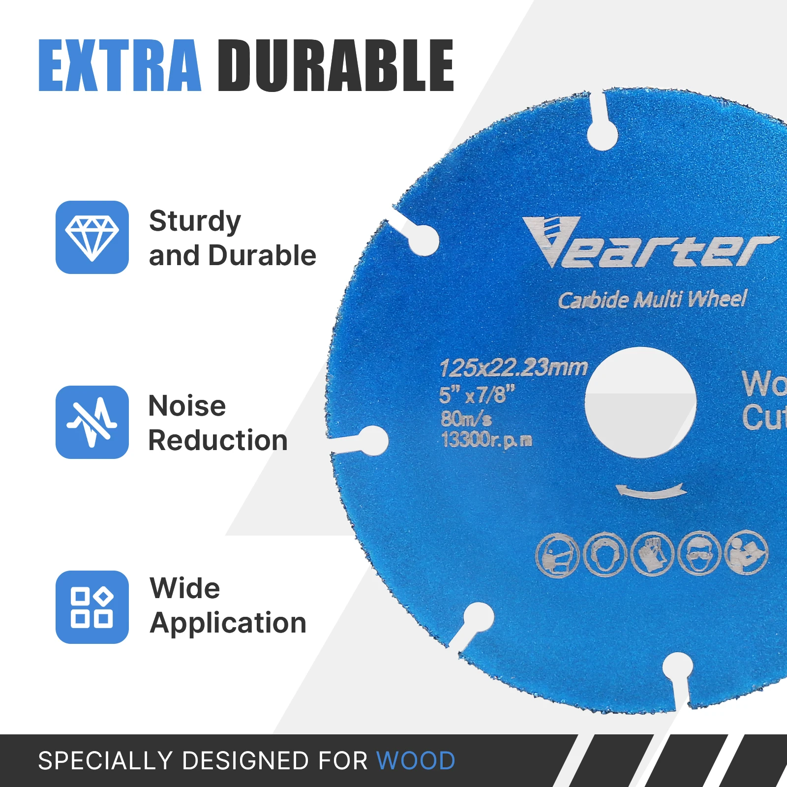Vearter 100/115/125mm Ruota da taglio in metallo duro brasato sotto vuoto Disco per lama per sega circolare da 4/ 4,5/5 pollici per legno con chiodo in plastica PVC