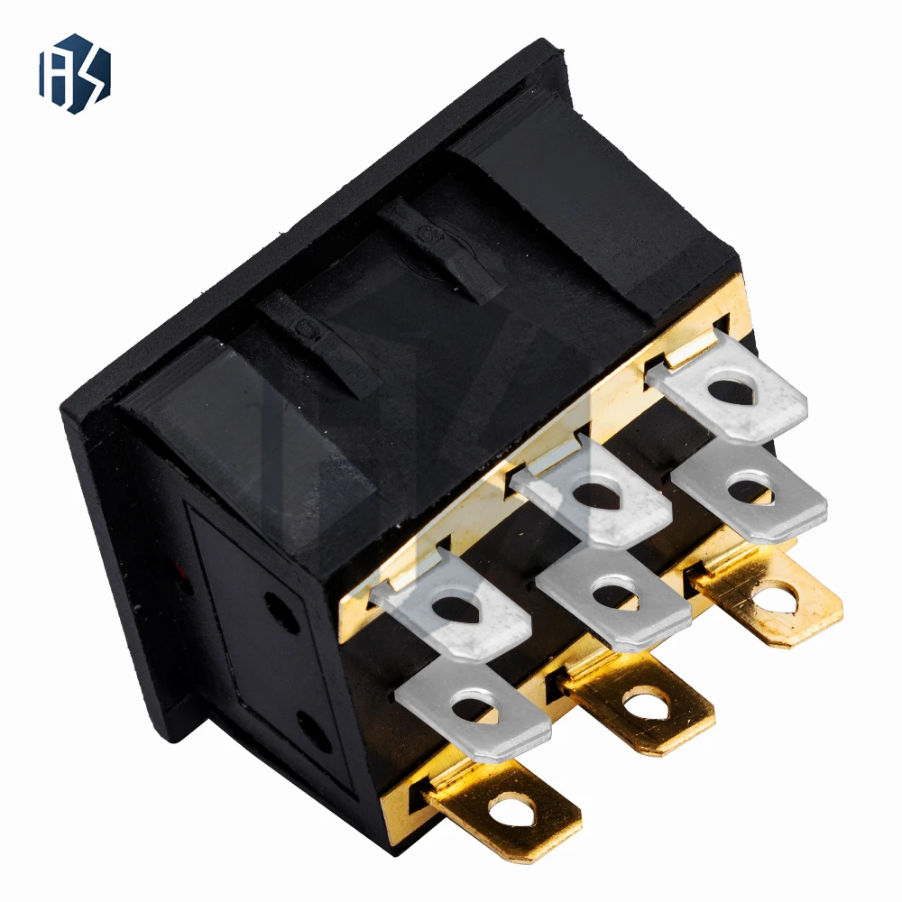 1 peça liga-desliga kcd3 9 pinos vermelho 16a/250v ac luz barco carro interruptor rocker kcd3 botão interruptor de luz triplo KCD3-303