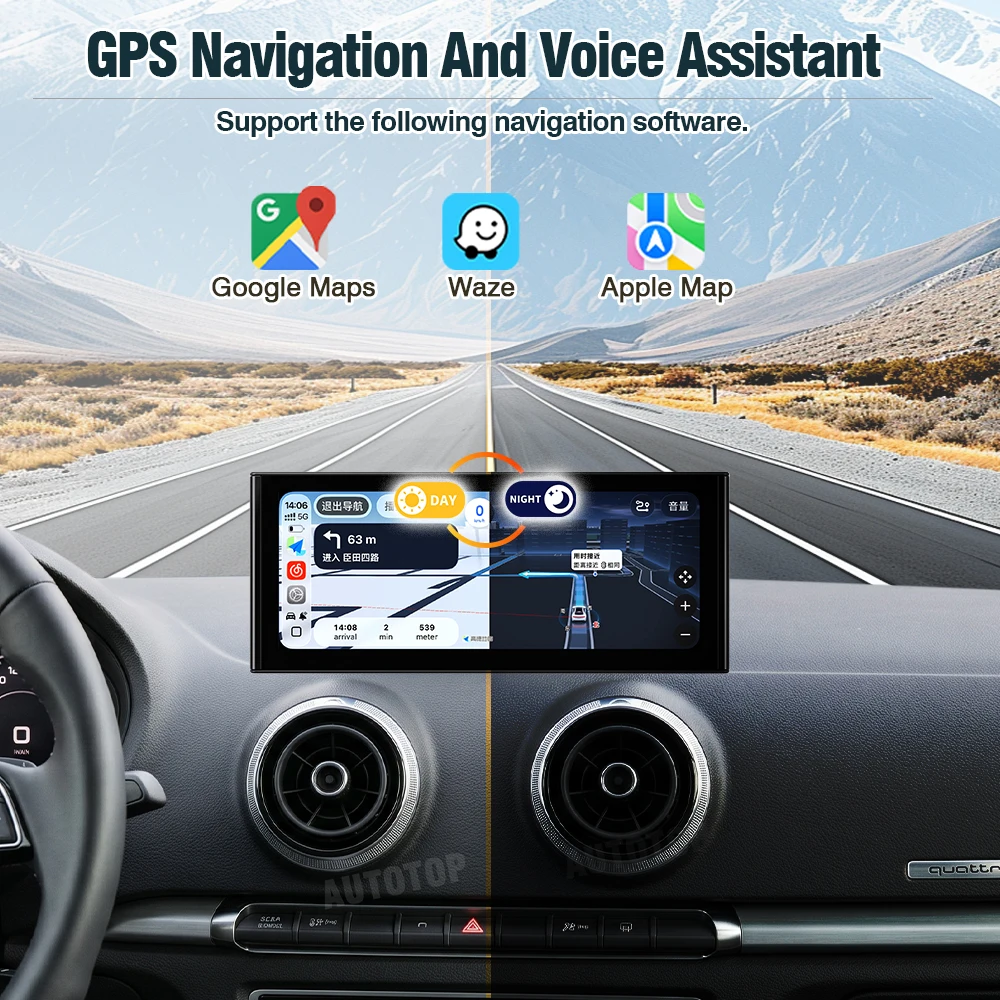 AUTOTOP Schermo Touch Multimediale con Cornice Ultra Sottile 10.25/12.3" per Audi A3 S3 8V 2012-2020 Sistema MIB CarPlay Wireless Android Auto HiCar Mirroring Telefono 1920x720 QLED Menu OEM Pulsanti