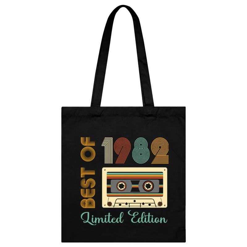 Women 1984 Limited Edition Shoulder Bag Vintage Radio Canvas Tote Bags Men Birthday Years Shopping Bag 1980-1989 Lady Handbags