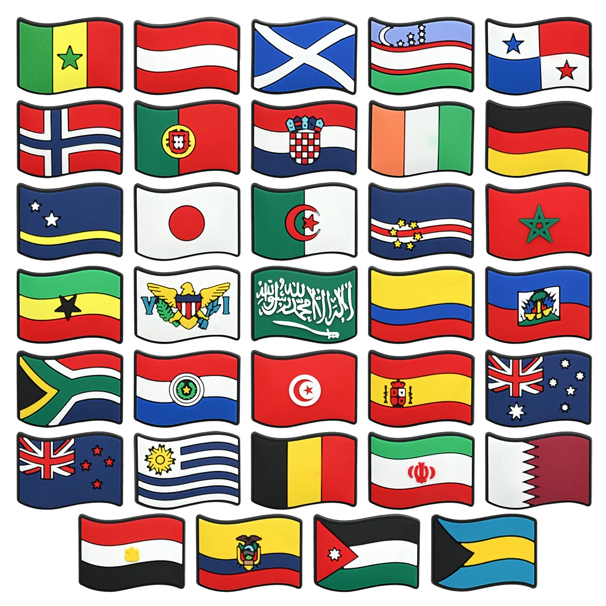 National Flag Pattern Clog Shoe Charms PVC Soft Rubber Shoe Buckles World Flag DIY Garden Shoe Decoration Accessories