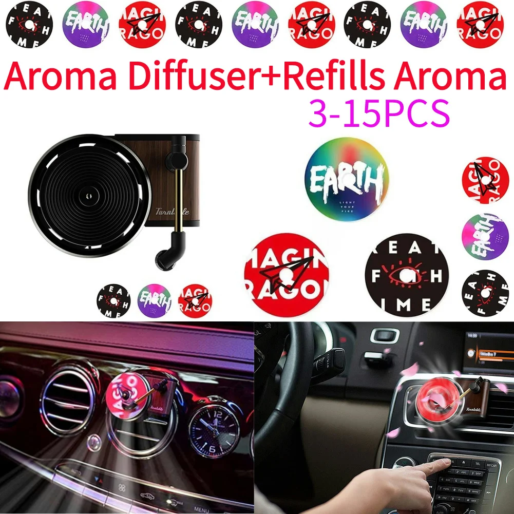 Vintage Turntable Car Perfume Fragrance Clip Spin Phonograph Air Vent Outlet Aromatherapy Clip Auto Decoration Accessories view 2