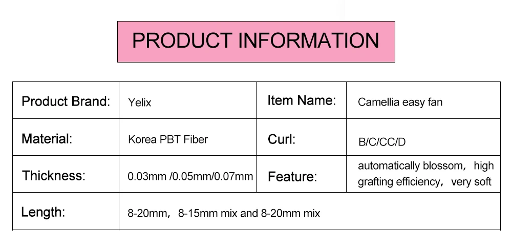 Yelix Easy Fan Camellia Mega Volume Wimpernverlängerungen 1s Bloom Einzelwimpern C D L LC Curl Gemischte Längen Natürliche Salon-Wimpern – Detail 3
