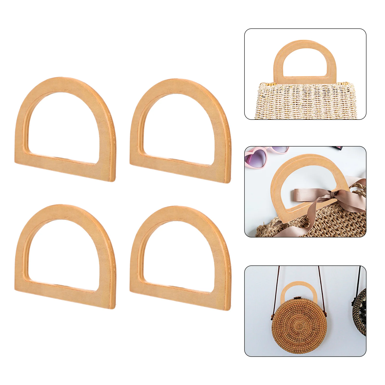 4 قطعة Dshaped الخيزران الخشب مقابض أكياس البيج بسيط الإكسسوارات DIY بها بنفسك حقائب اليد مخلب محفظة القبضات الزخرفية حمل حقيبة أجزاء