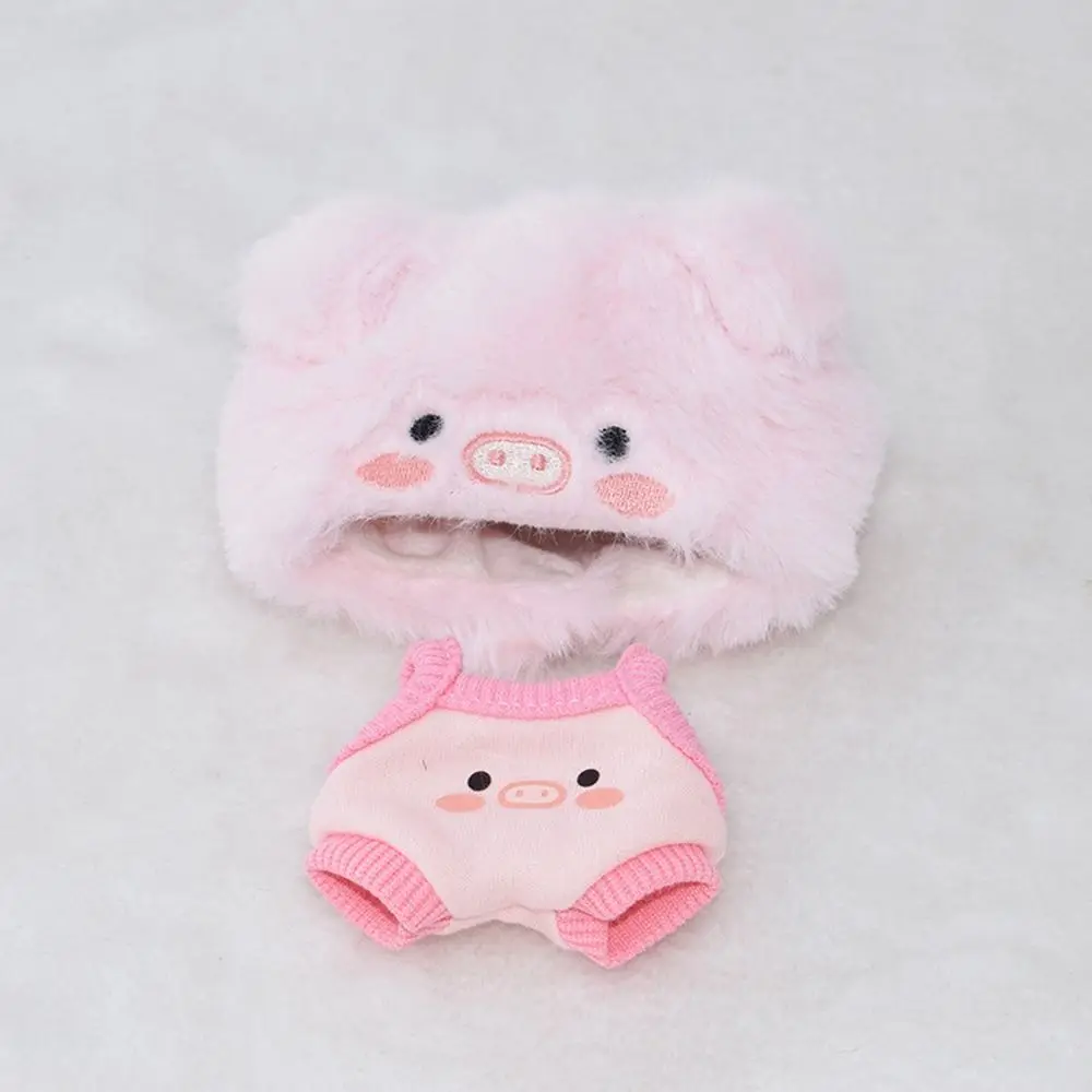 10cm/20cm Baumwoll puppe Kleidung mehrfarbige Cartoon Schweinchen Miniatur haarige Kopf bedeckung Puppe austauschbare Outfit Gesamt hose