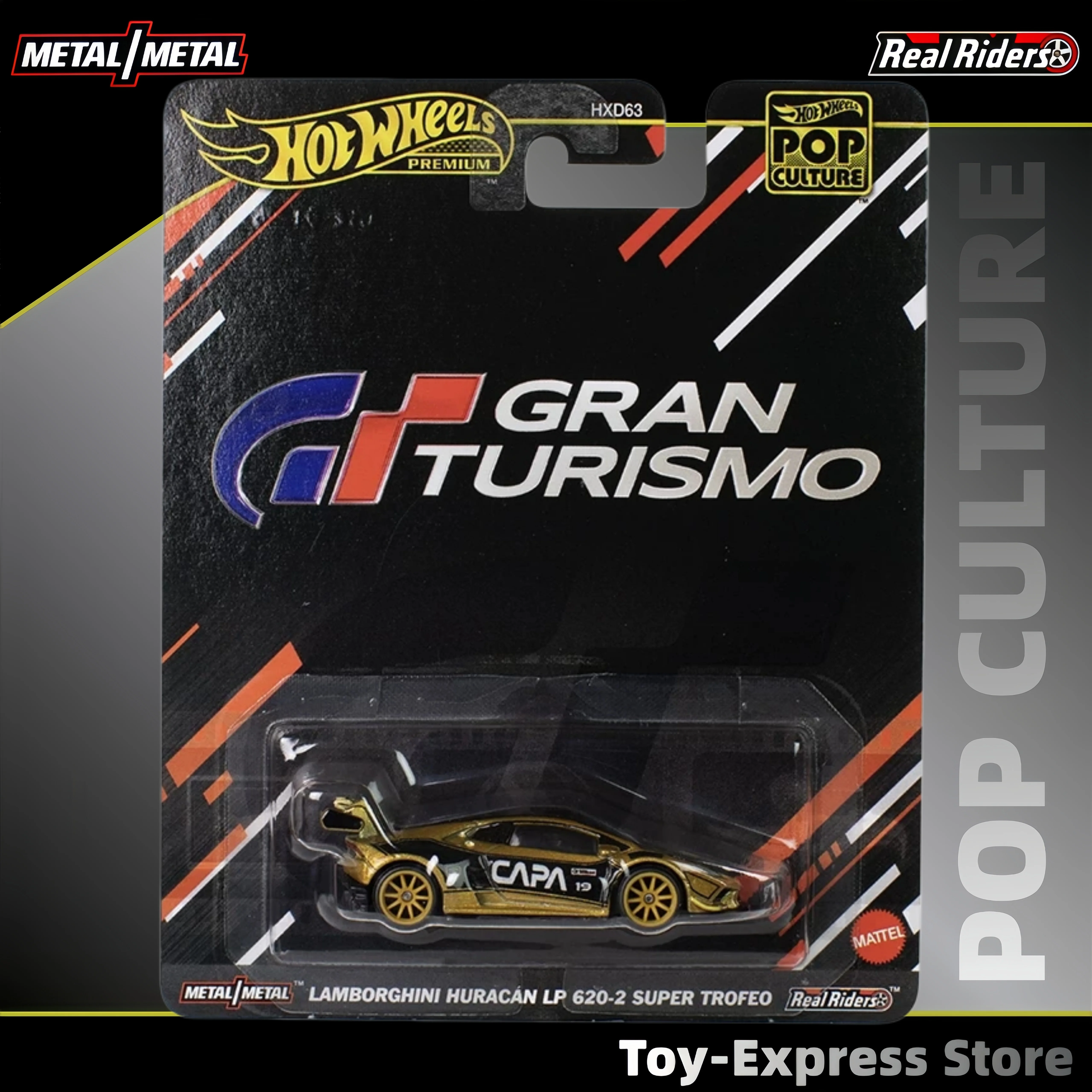 

Модель автомобиля Hot Wheels Premium 2025 Pop Culture Gran Turismo Lamborghini Huracán LP 620-2 в масштабе 1:64, игрушка для детей, подарок Hotwheels