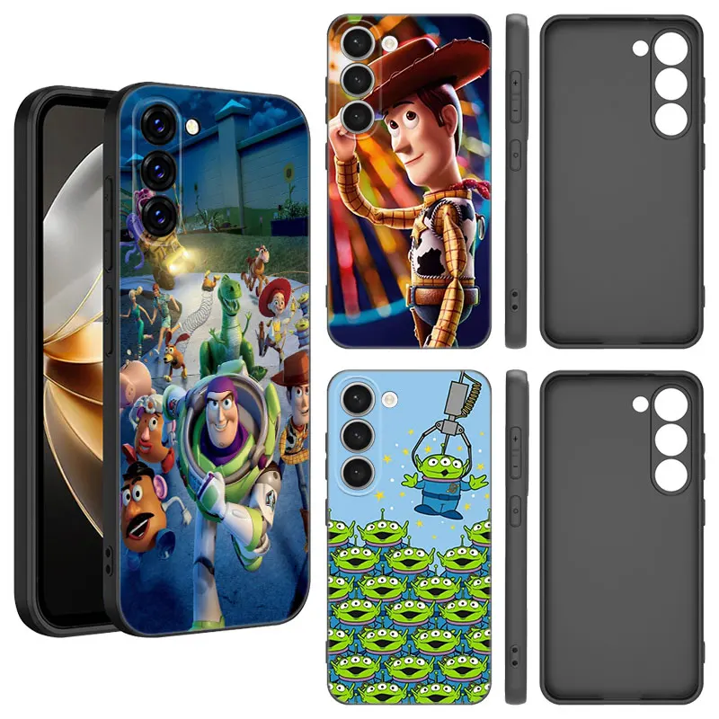 Funny Toy Story Woody Buzz Black Silicone Phone Case For Samsung Galaxy S23 S21 S20 FE S24 S22 Ultra S10E S10 S9 S8 Plus