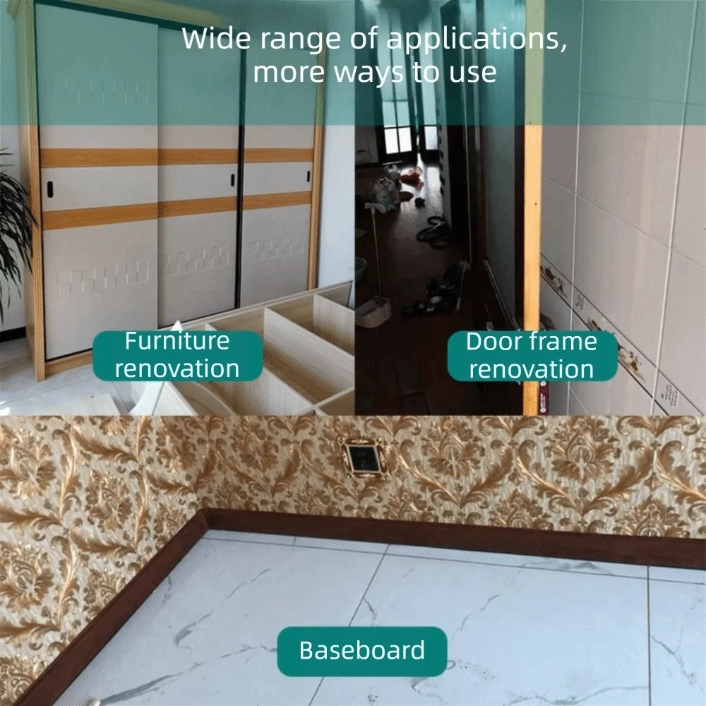 DIY 5 Meter Wall Base Self Adhesive Thickened Wall Sticker Soft Anti-collision Decoration Strips Bedroom