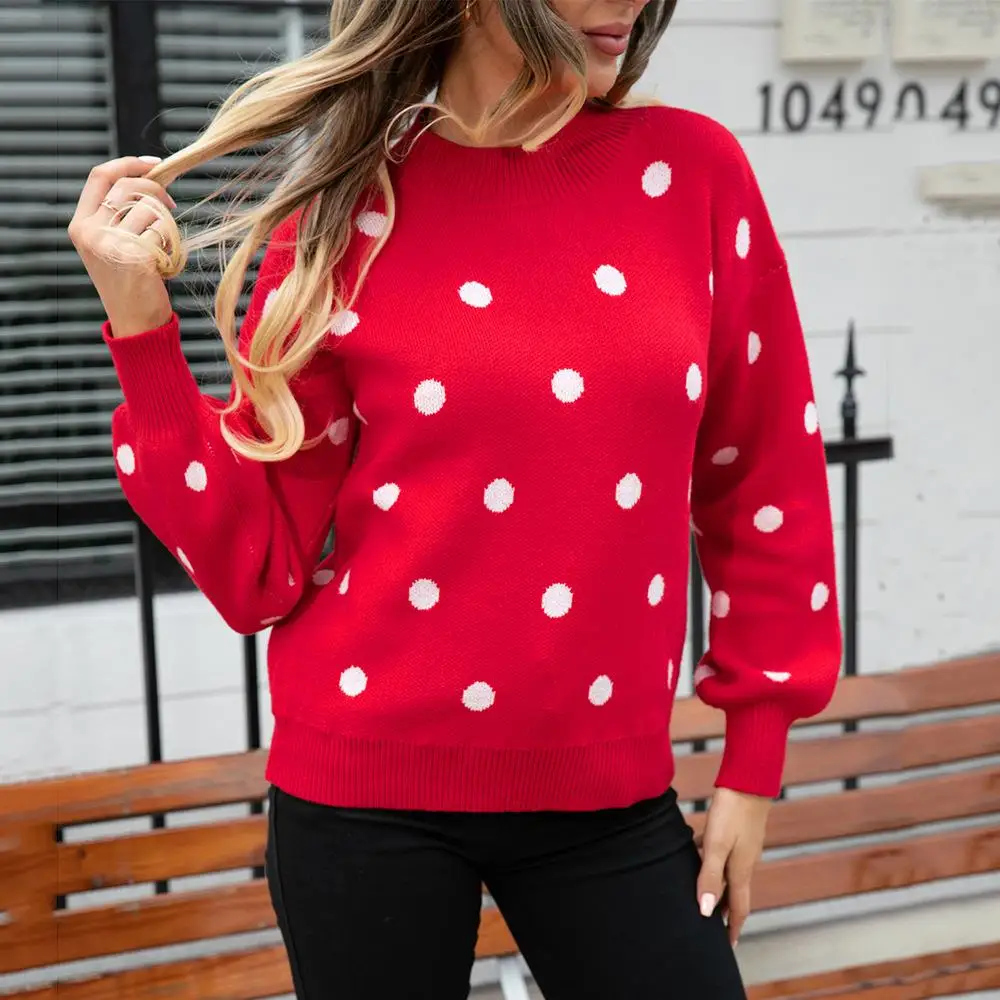 

Oversized Knitted Sweater Polka Dot Pullover Long Sve Commute Sle Winter Collection Ladies Faion No Brand Registered