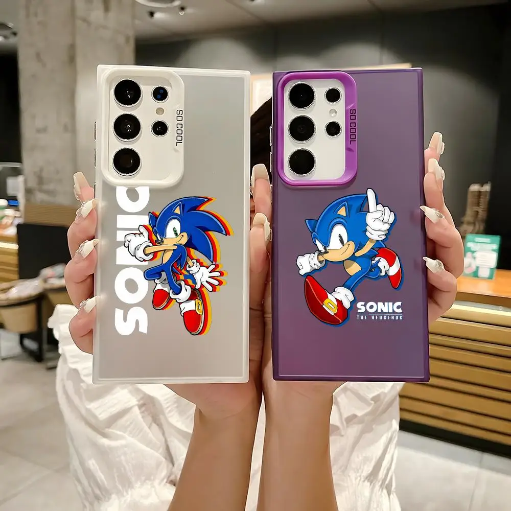 Classic Game S-SonicS Phone Case Laser Matte Case for Samsung S25 S24 S23 S22 S21 Ultra Plus Shockproof Hard Back Cover