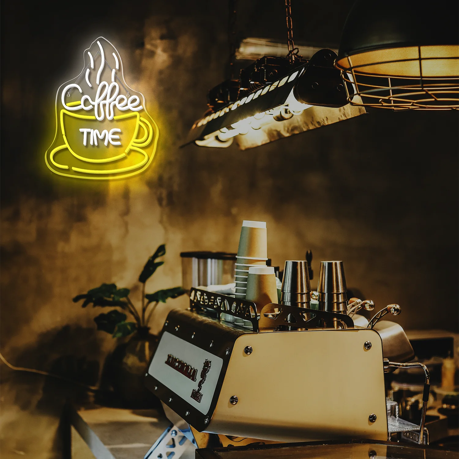 Coffee Time Neon Sign Dimmable Light Up Signs Art Wall Hanging Decor for Cafe Shop Home Bar Restaurant Business 