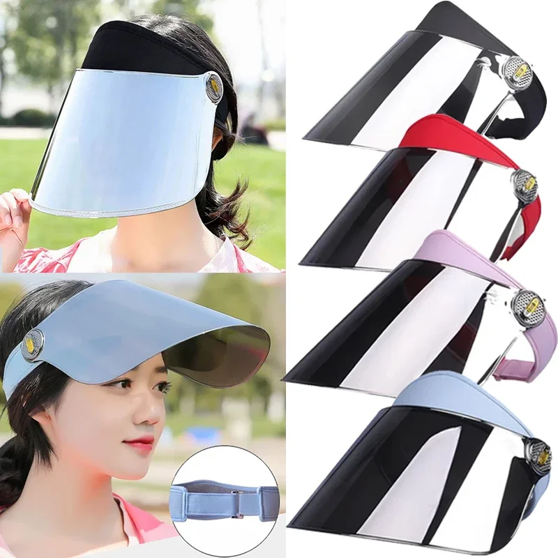 Full Face Sun Shield Hats for The Sun Silver Versatile Long Plastic PVC Big Size Hat Waterproof Anti-UV Sea Beach Accessories