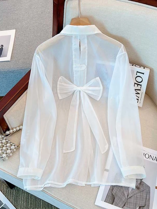 Design Sensation Knot Sun Protection Light Weight Women's Summer Ice Silk Outerwear Cardigan Collar Long Sleeve