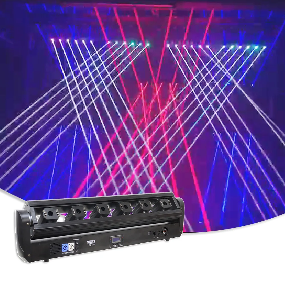 YUER 6 Heads RGB Laser Beam Projector Moving Head Strobe DMX512 Sound Control Club Concert Scanning Dj Disco Stage Lighting