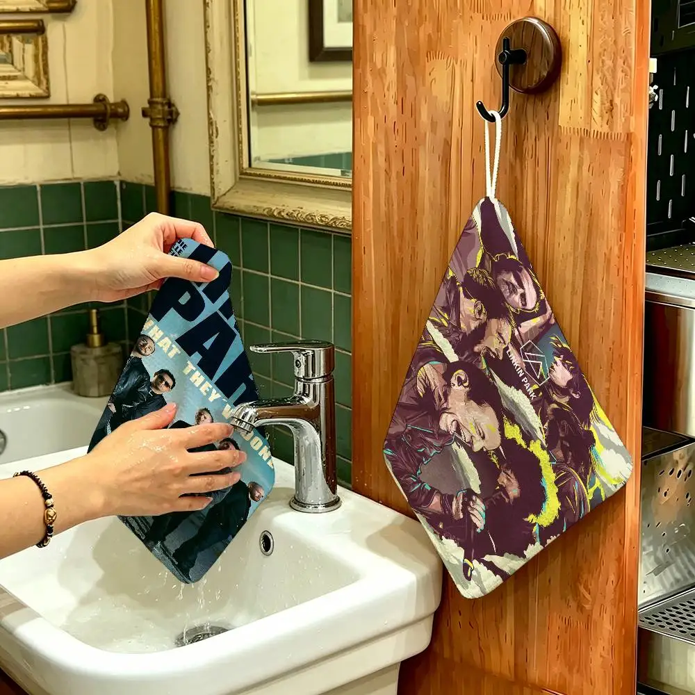 Linkin P-Park Polyester Cotton Hand Wiping Towel, Hanging Towel, Quick Dry for Kitchen Bathroom Daily Supplies