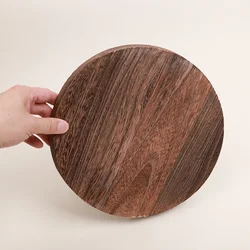 Country Paulownia For Old Pallets Retro Wood Heat Insulation Mat Eco-Friendly Home Desktop Decor Simple Round Cup Plate