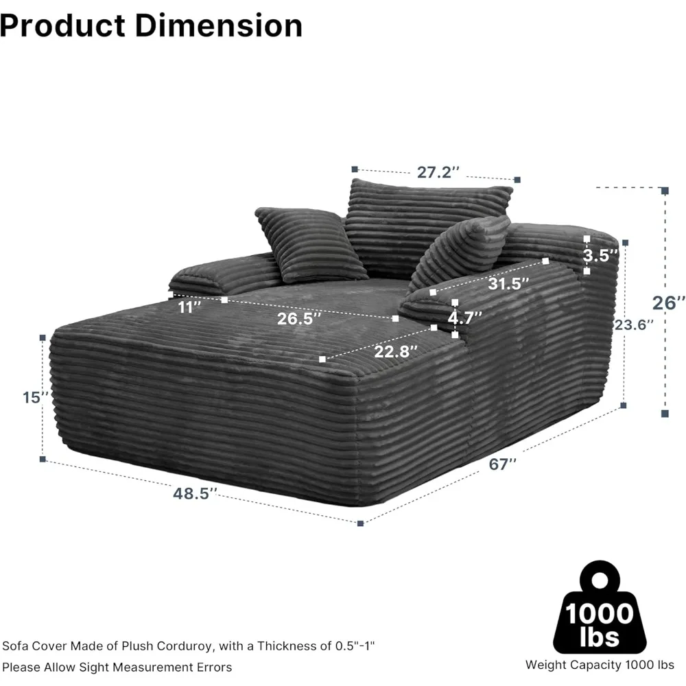 كرسي صالة سروال قصير من القطيفة باللون الرمادي كبير الحجم، سرير أريكة سحابي داخلي، أريكة مريحة منفوشة لغرفة النوم أو غرفة المعيشة