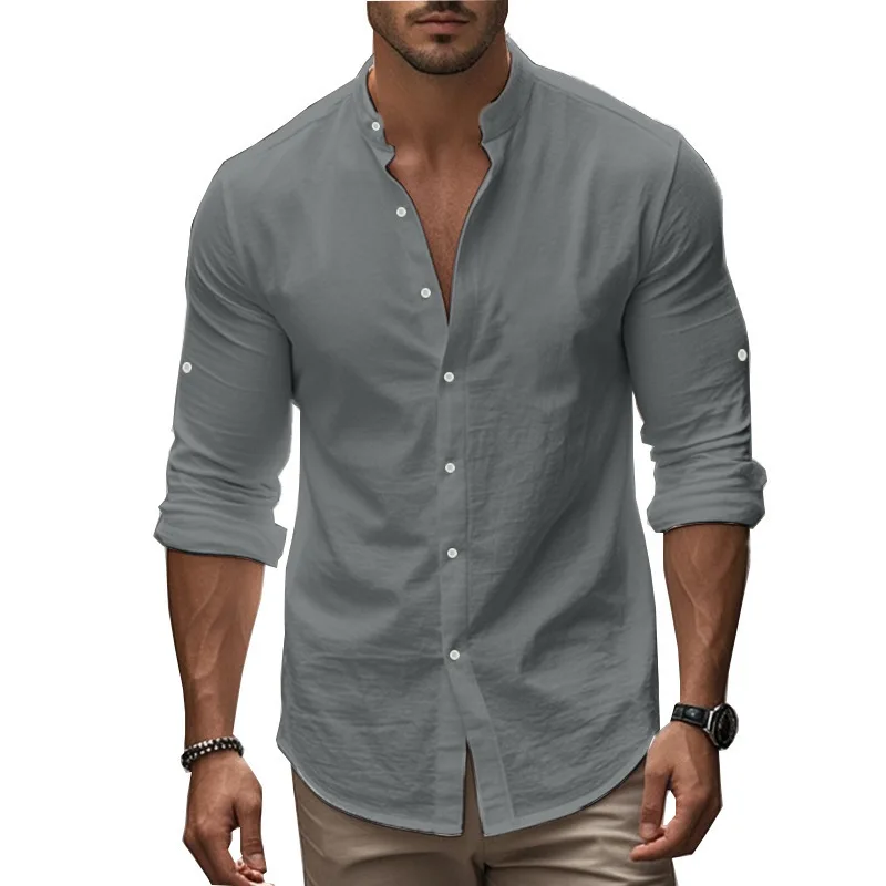 Men's Linen Long Sleeve Button Shirt Cleanfit Style Other Category Winter Collection Ladies' T-shirt Other Material 100%