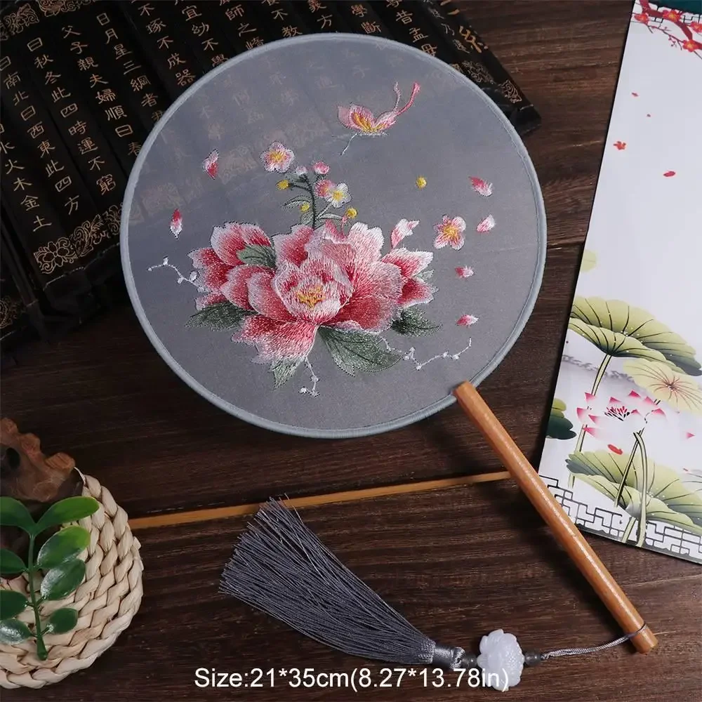 Classical Chinese Style Chinese Style Fan with Pendant Handheld Embroidery Fan Floral Pattern Round Silk Fan Chinese Wedding - Image 4