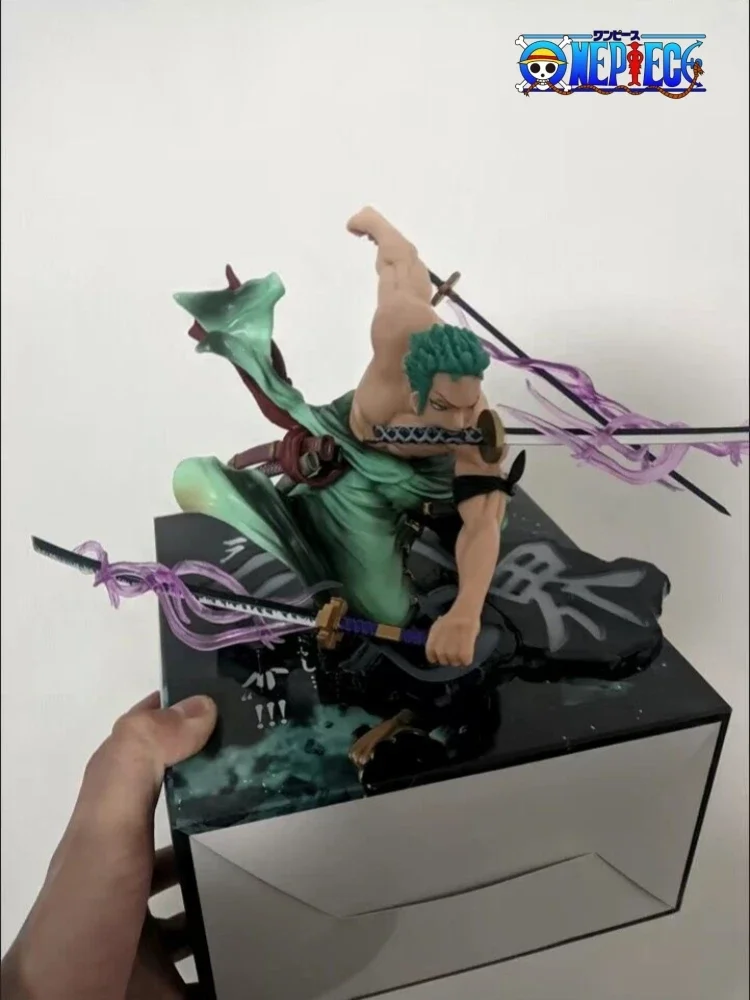 Hot One Piece 21cm Anime Figure Gk Roronoa Zoro Three-blade Sa-maximum Manga Anime Statue Collection Model Kid Toy Action Figure