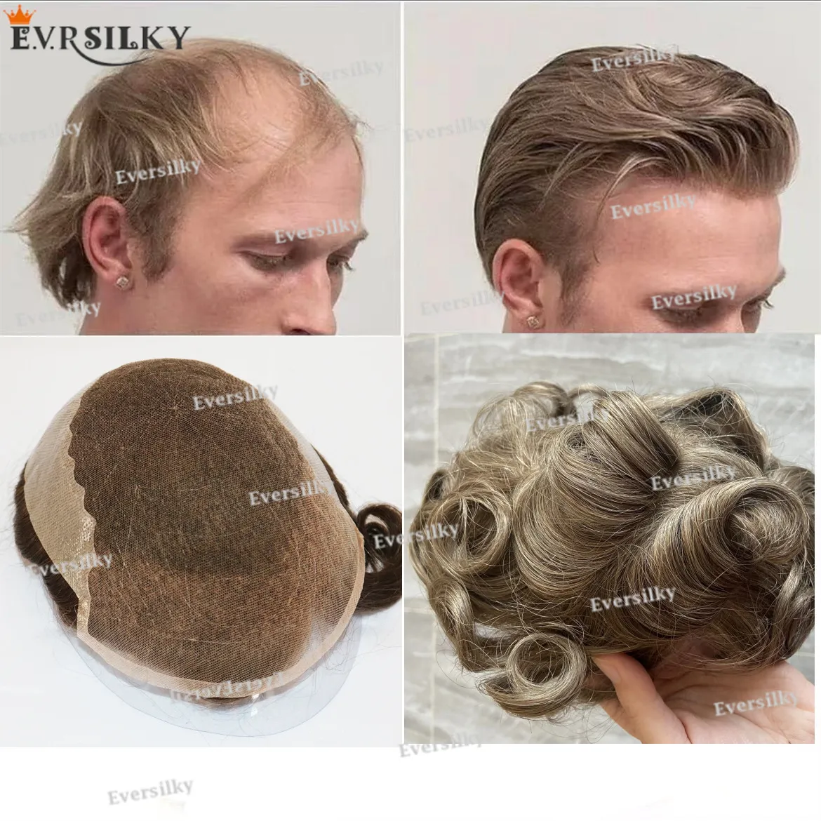 

Natural hairline blonde brown Black Men's Toupee Q6 100% human hair Wig Durable Breathable Swiss lace & pu Capillary Prosthesis