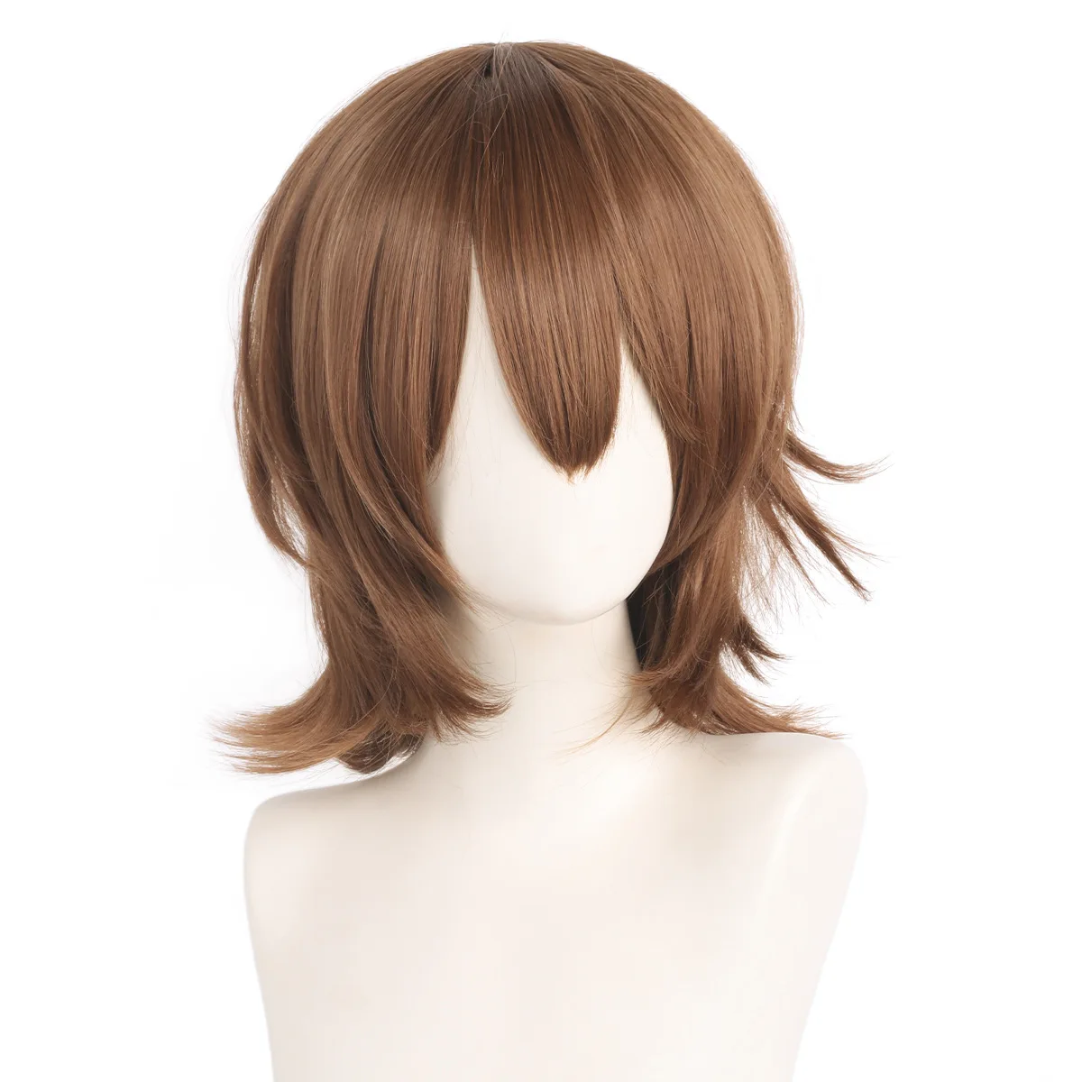 باروكة صناعية بنية قصيرة للعب الأدوار الأنيمي التنكرية، شعر طبيعي مقاوم للحرارة للحفلات التنكرية