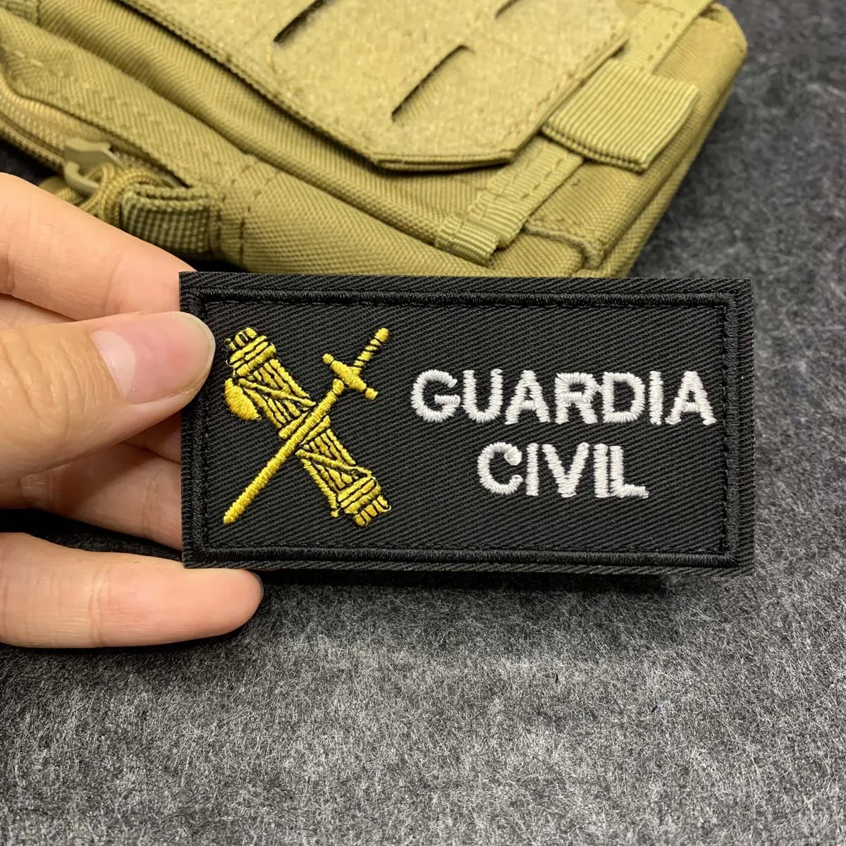 Cross Sword and Scroll Pattern Embroidered Patch Hook and Loop Morale Badge Text Applique Patch for Backpack Jacket Hat Decor