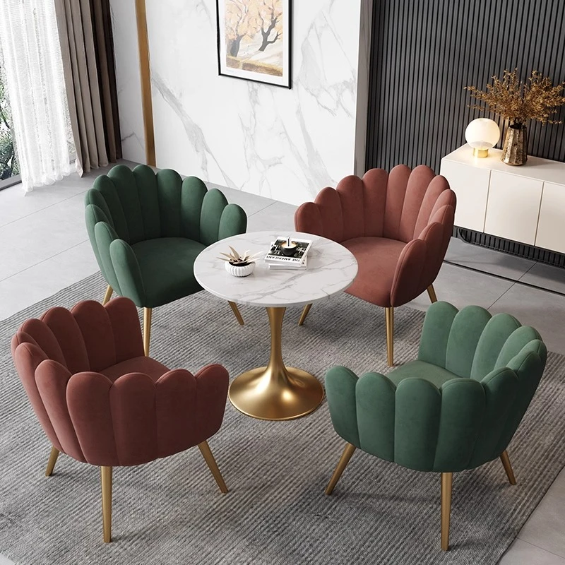 

luxury modern leisure small round one table and four chairs combination set Side coffee tables Desk Armchair Relaxing Chair