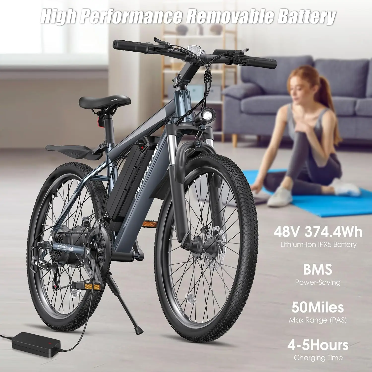 Electric Bike for Adults, 1000W Peak Ebike, 50Miles 20MPH Electric Mountain Bike, 26" Adult Electric Bicycle with 48V, Custom