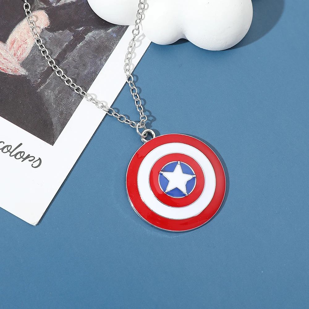 Captain America Shield Anhänger-Halskette, Superhelden-Mode, Punk-Stil, Cosplay-Schmuck für Damen und Herren, trendiges Accessoire – Detail 5