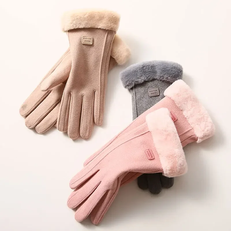 Warm Gloves Women's Winter German Fleece Plus Fleece Thick Korean Version Autumn Outdoor Cycling Touch Screen Cycling Gloves