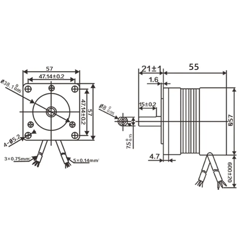 BLDC 57mm Brushless DC Motor 24V DC 35W 3000rpm QW57Y2H03L3035 Low Noise BLDC Motor