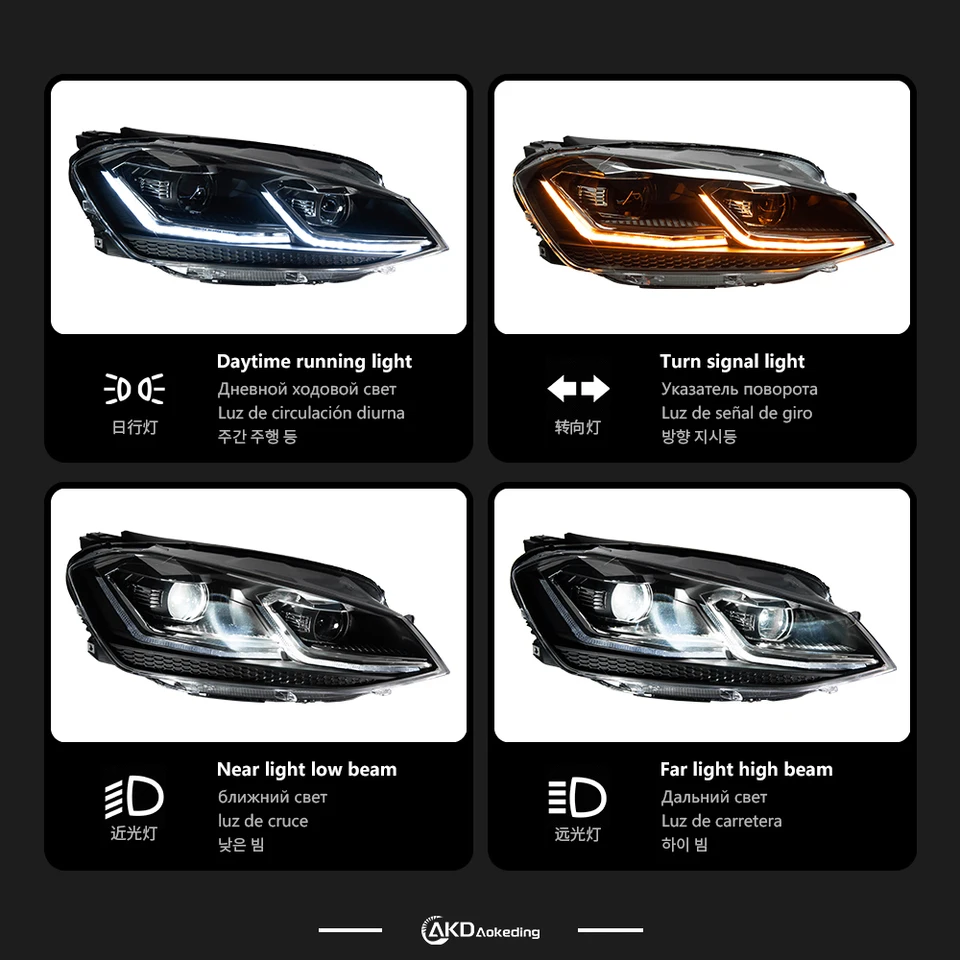 ヘッドライト VW ゴルフ 7 MK7 2013-2017 車 automobileные товары LED