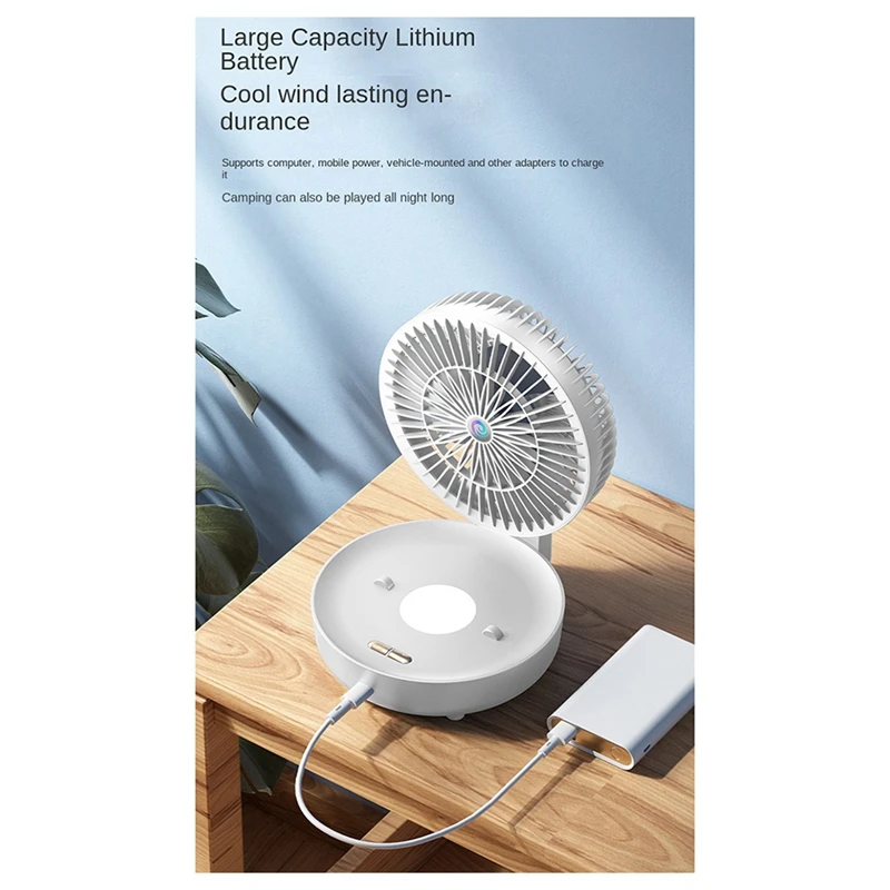 Wall Mounted Fan USB Charging Folding Small Fan Ultra Quiet 3 Speeds Light, Portable Air Circulator Fan